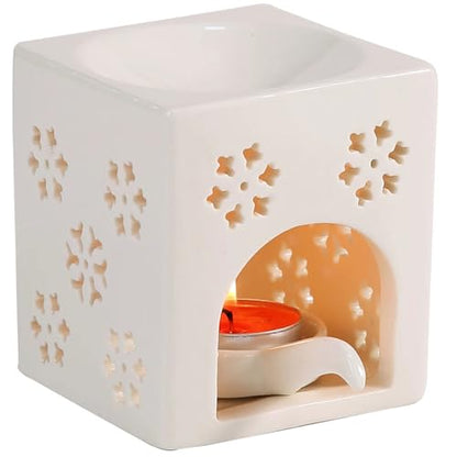 Essential Oil Burner for Scented Oil, Oil Warmer, Tealight Waxmelt Warmer, Candle Diffuser, Tea Light Holder, Square