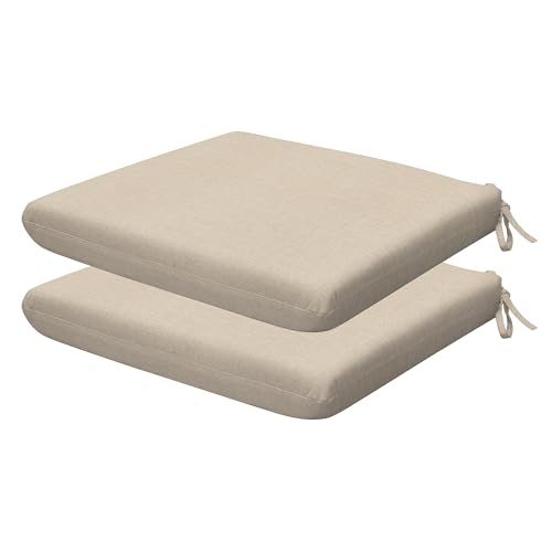 Honeycomb Outdoor Heritage Set of 2 Seat Pads for Patio Furniture, 16 x 16 | Textured Solid Almond Square Dining Chair Cushions, Water & Fade Resistant, Reversible Design for Indoor/Outdoor Seating - color: Textured Solid Almond, size: 16 x 16