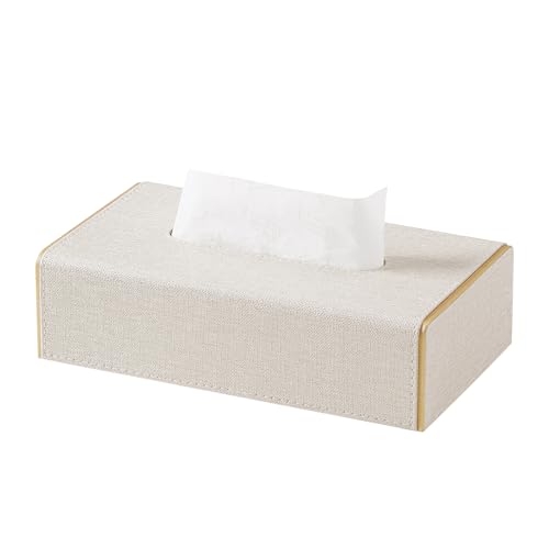 Linen Tissue Box Cover Rectangle with Magnetic Closure, Low Profile | 4 Different Sizes, PU Leather Tissue Box Cover, Decorative Rectangular Tissue Holder for Bathroom Nightstand Car Office - size: Low Profile – Fits Tissue Boxes Up to 2.2" Tall