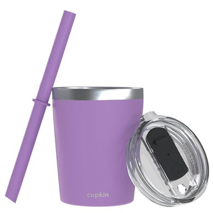 CUPKIN Stackable Stainless Steel Kids Cup Smoothie Tumbler, Powder Coated Insulated Tumblers, BPA Free Lid and Silicone Straw 8 Fl Oz (Pack of 1), Purple - color: Purple, size: 8 Fl Oz (Pack of 1)