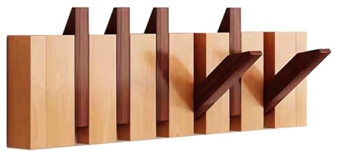 Wall Mounted Coat RackHooks Piano Key Hangers Natural Solid Wood Hanger Non-Woven Fabric Clothes Hangers for Closet, Kitchen, Bedroom, Bathroom, Entryway (Walnut-Beech, 6 Hooks) - color: walnut-beech, size: 6 Hooks