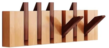 Wall Mounted Coat RackHooks Piano Key Hangers Natural Solid Wood Hanger Non-Woven Fabric Clothes Hangers for Closet, Kitchen, Bedroom, Bathroom, Entryway (Walnut-Beech, 6 Hooks) - color: walnut-beech, size: 6 Hooks