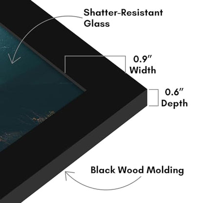 Americanflat 5x7 Picture Frame - Engineered Wood - Black | Shatter-resistant glass, wall or tabletop display with included easel, sawtooth hangers included - color: Black, size: 5x7