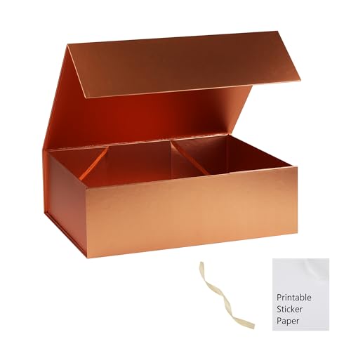Rose Gold Gift Box,10x7.3x3.5 Gift Boxes With Lids For Presents Includes Ribbon And Diy Printable Sticker Paper,Bridesmaid Proposal Box,Magnetic Gift Box For Birthday,Wedding,Graduation - color: 10x7.3x3.5inch-Rose Gold-Pack 1