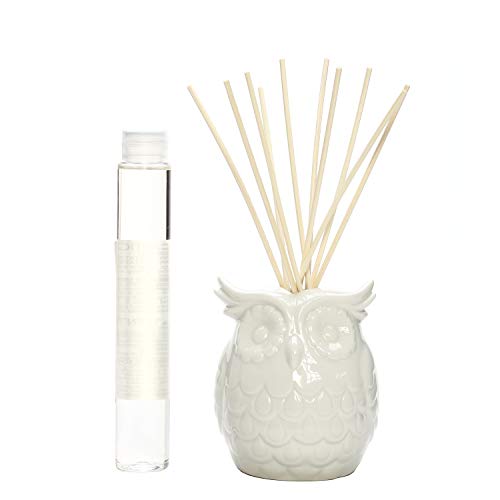 Hosley Aromatherapy Vanilla Diffuser Oil with Ceramic Owl Farmhouse Bottle & Reed Sticks - 110ml Ideal Gift for Home Decor, Bathroom Decor, Room Decor, Spa, Meditation, Weddings - color: Style4