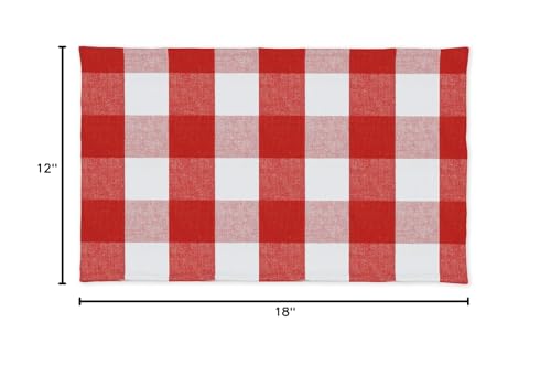 Burgundy Red & White 2 Side Cotton Buffalo Check Farmhouse Placemats Set of 4 Heat Resistant Dining Table Place Mats for Kitchen Table, 12 x 18 inches - color: Plaids Red & White, size: Rectangular Placemats 12" x 18"