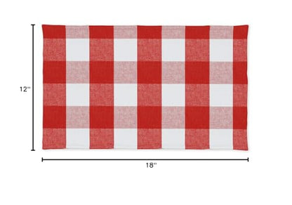 Burgundy Red & White 2 Side Cotton Buffalo Check Farmhouse Placemats Set of 4 Heat Resistant Dining Table Place Mats for Kitchen Table, 12 x 18 inches - color: Plaids Red & White, size: Rectangular Placemats 12" x 18"