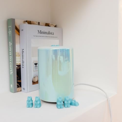 Happy Wax Iridescent Blue Mod Warmer with 3, 6, and 9 Hour Timer for Scented Wax Melts, Tarts & Cubes - Electric, Ceramic with Removable No Mess Silicone Wax Dish - color: Iridescent Blue