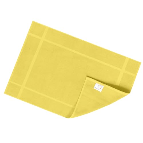 100% Cotton Bath Mat 24x17 Inches, 1350 GSM Thick Plush, Soft Absorbent, Oeko-Tex Certified, Durable Construction– Yellow - color: Yellow