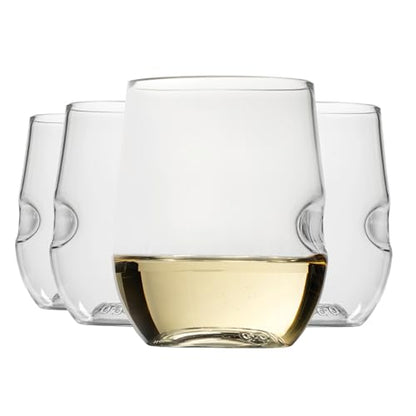 GOVINO Unbreakable Plastic Wine Glasses - Stemless Shatterproof Tritan Glassware, Fancy Cups That Look Like Glass, 12oz, Set of 4 - size: 4 COUNT