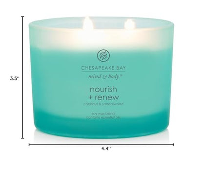 Chesapeake Bay Candle Mind & Body 3-Wick Coffee Table Jar Candle Nourish + Renew (Coconut & Sandalwood), 11oz (Pack of 4) - color: Nourish + Renew, size: 11oz (Pack of 4)