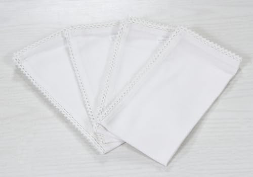 ACCENTHOME White Cloth Napkins Set of 6 18x18 inch Cotton Dinner Napkins - Washable Soft Premium Hotel Quality Reusable Napkins Perfect Table Napkins for Family Dinners, Weddings & Everyday Use | Cotton Linen Blend Napkins, Machine Wash On Gentle Cycle, E
