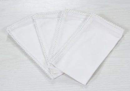 ACCENTHOME White Cloth Napkins Set of 6 18x18 inch Cotton Dinner Napkins - Washable Soft Premium Hotel Quality Reusable Napkins Perfect Table Napkins for Family Dinners, Weddings & Everyday Use | Cotton Linen Blend Napkins, Machine Wash On Gentle Cycle, E