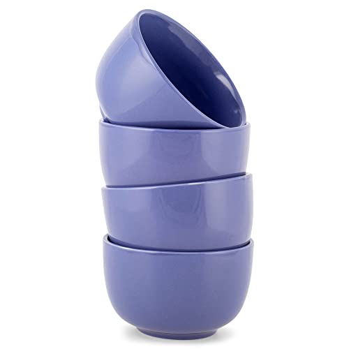 Elanze Designs Bistro Glossy Ceramic 4 inch Cute and Small Dessert Bowls Set of 4 - Perfect for Everyday uses from Snacks, Ice Cream, Candy and Treats, Violet Purple - color: Violet Purple, style: 4 inch Dessert