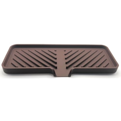 Silicone Soap Dish Tray and Sponge Holder with Drain Chute and Feet | 3-Way Sloped Design | Bathroom and Kitchen Sink Organizer Caddy (Dark Chocolate, 10"x4", 7.8 Ounces) - color: Dark Chocolate, size: 10"x4"