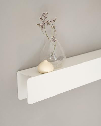 Kazai. Coat Rack Wall Mount 'Kian' | Modern Coat Rack with Hidden Hooks and Shelf | Designer Metal Wall Mounted Clothes Hook | Heavy Duty Entryway Wall Hanger | White - size: 6 Hooks