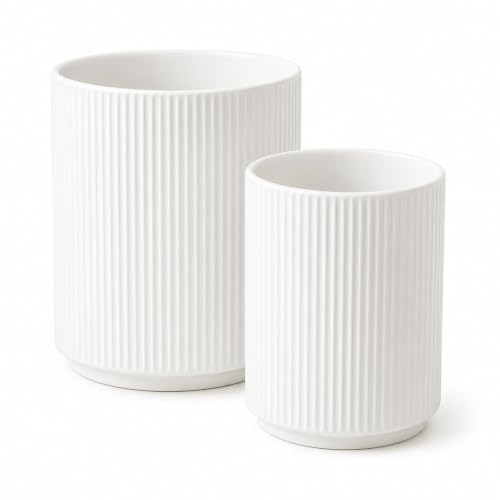 Utensil Holder,Ceramic Kitchen Utensils Holder for Countertop-Set of 2 | Utensil Crock for Kitchen Counter for Forks,Spatulas, Spoons,Ideal Housewarming Gifts & Mothers Day Gift-White - color: white-2
