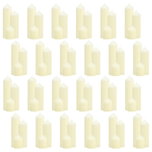 72 Pcs Ivory Pillar Candles Bulk Set，3 Different Lengths 2 x 3/6/8 Inch (24 Each)，Hurricane Candles，Dripless Unscented Smokeless，Gives You a Better Atmosphere When Organizing an Event Party. - color: 72 Pointed-tip, size: 2 x 3/6/8 Inch