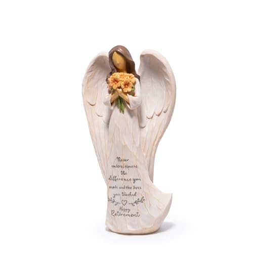 Hodao Retirement Gift for Woman, Angel Figurine with Inspirational Sentiment, Hand-Painted Resin Retirement Keepsake for Coworker, Teacher, Nurse, Friend, Retirement Party Decoration - style: Retirement Gifts