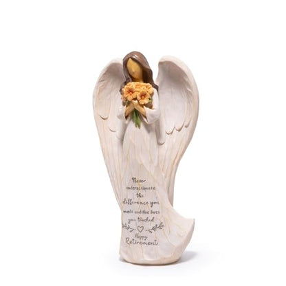 Hodao Retirement Gift for Woman, Angel Figurine with Inspirational Sentiment, Hand-Painted Resin Retirement Keepsake for Coworker, Teacher, Nurse, Friend, Retirement Party Decoration - style: Retirement Gifts