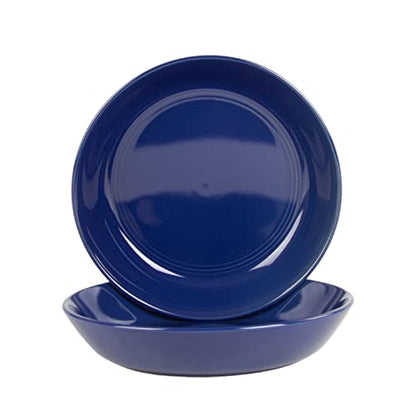 Double Line 9.5"/36 oz Dinner Bowl, Set of 2, Cobalt Blue - color: Cobalt Blue, size: Dinner Bowl