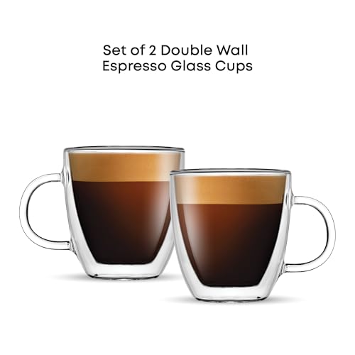 JoyJolt Savor Double Wall Insulated Glasses Espresso Mugs (Set of 2) - 5.4-Ounces - style: Espresso cups