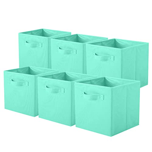 ShellKingdom Storage Bins, Foldable Fabric Storage Cubes And Cloth Storage | Storage Organizer For Closet And Toys, 10.5x10.5x11 INCH, 6 Pack (Mint Green) - color: Mint Green, size: 6