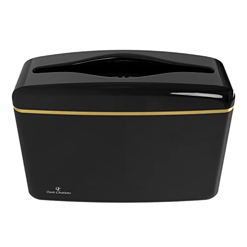 Countertop Multifold Hand Paper Towel Dispenser by Oasis Creations, Single Sheet Dispensing – Glossy Black - color: Black