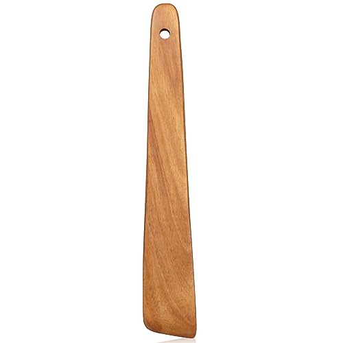 Wooden Spatula for Kitchen Utensil Spurtle Kitchen Tool Teak Wood Spatula | Non Toxic Cooking Utensil Flat Bamboo Spatula for Cooking Spoon Small Egg Flipper Spatulas Sourdough Stirrer Scraper - size: 1 Piece 10 Inches