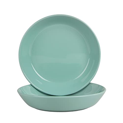 Double Line 9.5"/36 oz Dinner Bowl, Set of 2, Seafoam - color: Seafoam, size: Dinner Bowl