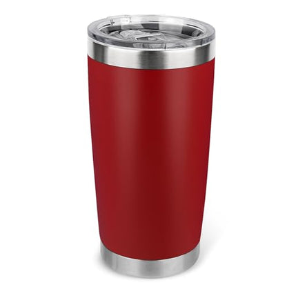 20oz Stainless Steel Tumbler with Lid, Travel Mug - Double Wall Vacuum Powder Coated Cup - Red, 1 Pack - color: Red, size: 1 Pack