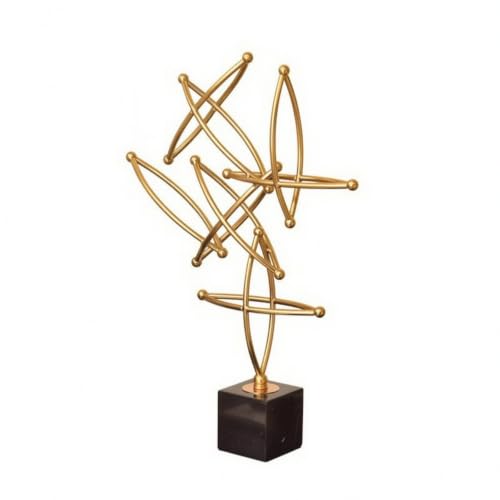 Qianly Geometric Star Sculpture Modern Sculpture with Marble Base Minimalist Decor for Office, Small - size: Small