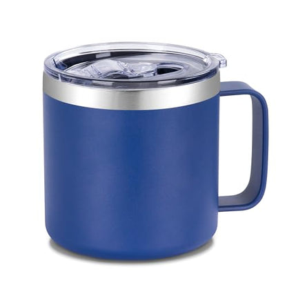 VEGOND 14 oz Insulated Coffee Mug with Handle, Stainless Steel Travel Coffee Mug with Lid, Double Wall Vacuum Metal Coffee Cup, Coffee Tumbler Powder Coated, Navy Blue - color: Navy Blue, size: 14 Ounces