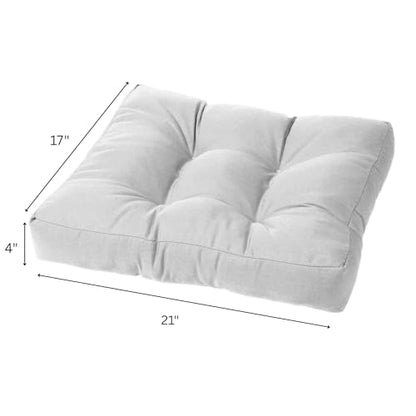 Cushion Source Tufted Ottoman Cushions, 21"X 17" Indoor and Outdoor Durable Tufted Cushion Made with Fade Resistant Sunbrella Fabric, Sunbrella Canvas White - color: Sunbrella Canvas White