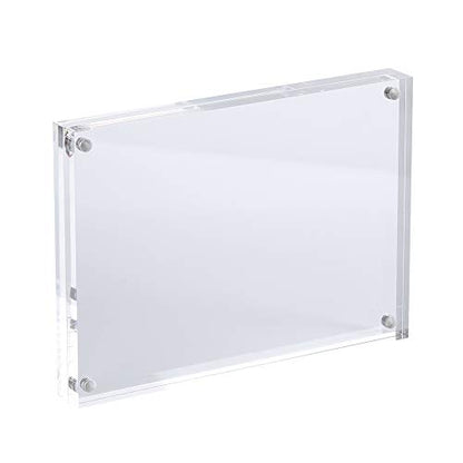 AMEITECH Acrylic Photo Frame 5x7 inches, Free Standing Desktop Double Sided Magnetic Picture Display, 10 + 10MM Thickness Clear Magnet Photo Frame with Microfiber Cloth, Gift Box Package | Double Sided Floating Magnetic Frames, 20mm Thick, Free Standing D
