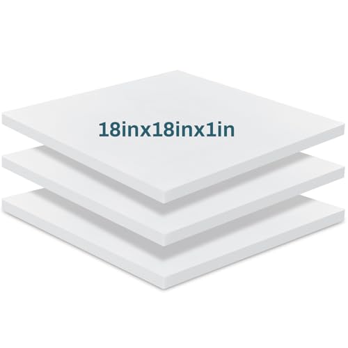 Frienda 3 Pack 1" x 18" x 18" Upholstery High Density Foam Cushion | 2.2 Density 50ild Replacement Square Cut to Size Foam Padding, Seat Couch for Patio Furniture Commercial Dinning Benches - size: 1 x 18 x 18 Inch
