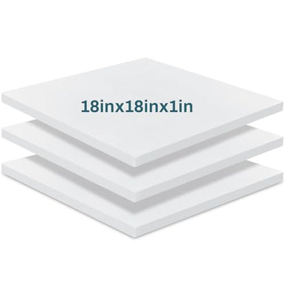 Frienda 3 Pack 1" x 18" x 18" Upholstery High Density Foam Cushion | 2.2 Density 50ild Replacement Square Cut to Size Foam Padding, Seat Couch for Patio Furniture Commercial Dinning Benches - size: 1 x 18 x 18 Inch