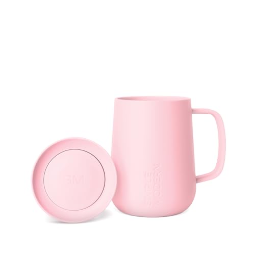 Simple Modern Voyager Signature Mug | Travel Coffee Tumbler with 360° Lid and Handle | Ceramic-Lined Insulated Stainless Steel Iced Cold Brew Cup | 12oz, Blush - color: -Blush