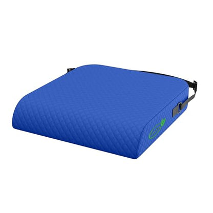 Extra Large Memory Foam Seat Cushion - Wheelchair Cushion Pad, Anti-Slip, Removable Strap, Coccyx Pain Relief, 19” X 17” X 3” (Blue) - color: Blue