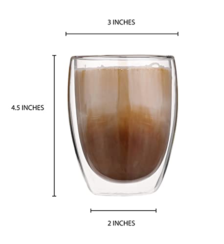 LEMONSODA Double Walled Glasses, 12 oz, Set Of 4, Clear Glass Coffee Mugs - color: 12oz