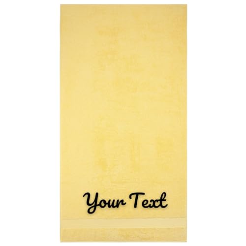 Personalized Towel Set, Custom Bath Towels with Name, Turkish Cotton Yellow | Bath Sheet, 100% Cotton, Embroidered, Monogrammed, Customized Gift For Adults, Wedding, Bridal Shower, Housewarming - color: Yellow, size: Oversized Bath Sheet - 1 Piece