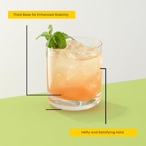 JoyJolt Faye Crystal Whiskey Glasses, Lowball Glasses Set of 6, 10oz Short Glass Tumbler, Double Old Fashioned Rocks Glass for Scotch or Bourbon, Dishwasher Safe Glassware - style: Short glasses