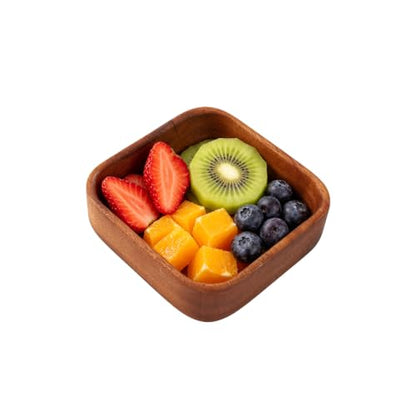 Wooden Salad Bowl, Square Rustic Server | Dough & Fruit & Bread Serving Dish | Entryway Key Catch Tray | Multipurpose (Square) - color: Square