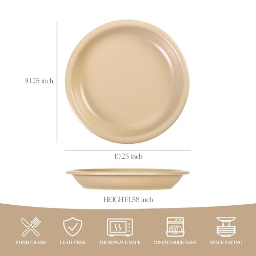 GZG 10.25-Inch Ceramic Dinner Plates, Warm Sand, Set of 4 | Rustic Matte Glaze, Terracotta Stoneware, For Main Course & Everyday Meals, Microwave & Dishwasher Safe - color: Warm Sand, size: 4 pcs Dinner Plate Set