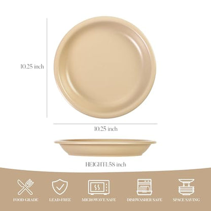 GZG 10.25-Inch Ceramic Dinner Plates, Warm Sand, Set of 4 | Rustic Matte Glaze, Terracotta Stoneware, For Main Course & Everyday Meals, Microwave & Dishwasher Safe - color: Warm Sand, size: 4 pcs Dinner Plate Set