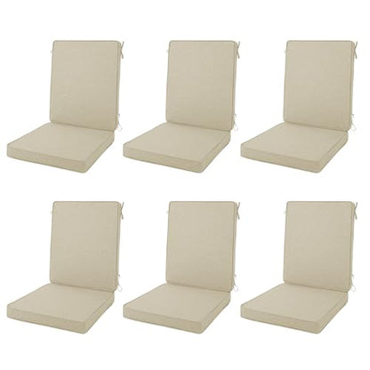 Outdoor Chair Cushions 20x20, Water-Resistant & Fade-Resistant, Patio Furniture Lawn Dining Chair Seat Replacement with High Back, Ties Zipper, Removable Cover, Set of 6, Natural - color: Natural, size: 20" x 20" 6 Pack