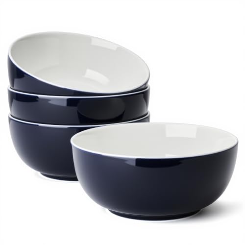 Sweese Ceramic Soup Bowl Set of 4, 29 oz Round Pasta Bowl Stackable Serving Bowl for Salad, Soup, Ramen, Fruit and Family Meals, Navy - color: Navy, size: 28 Ounce (Set of 4)