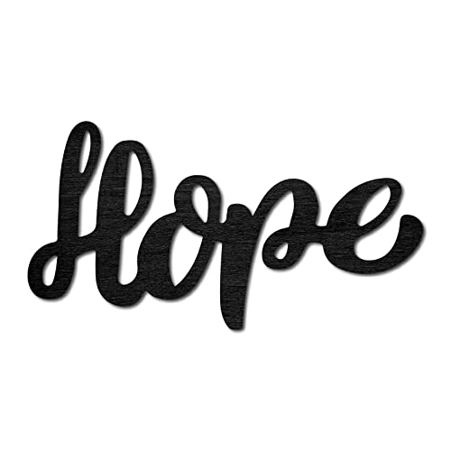 CREATCABIN Wood Hope Sign Heart Wall Decor, Black, 8.6" x 4.6" | Laser Cut, Hanging Decor, Sculpture Hanging Decor, For Home Gallery Office Front Door - color: Hope
