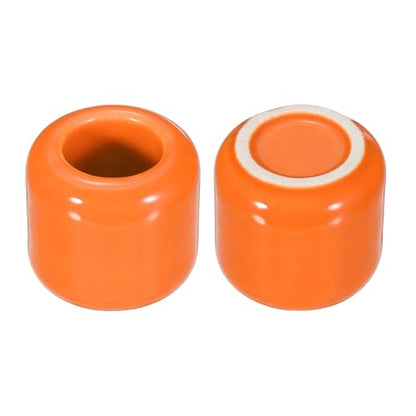uxcell 2 Pcs Ceramic Chime Candle Holders, Small Ceramic Candle Holders for Birthday Parties Dinners Weddings Table Centerpiece Gatherings Anniversaries Occasions, Orange - color: Orange