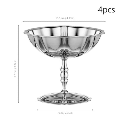 choxila Ice Cream Bowls 4pcs – Elegant Stainless Steel Dessert Cups, Footed Bowl for Ice Cream, Trifle, and More – Perfect for Parties, Weddings, and Home Use - color: Stainless steel Lotus style